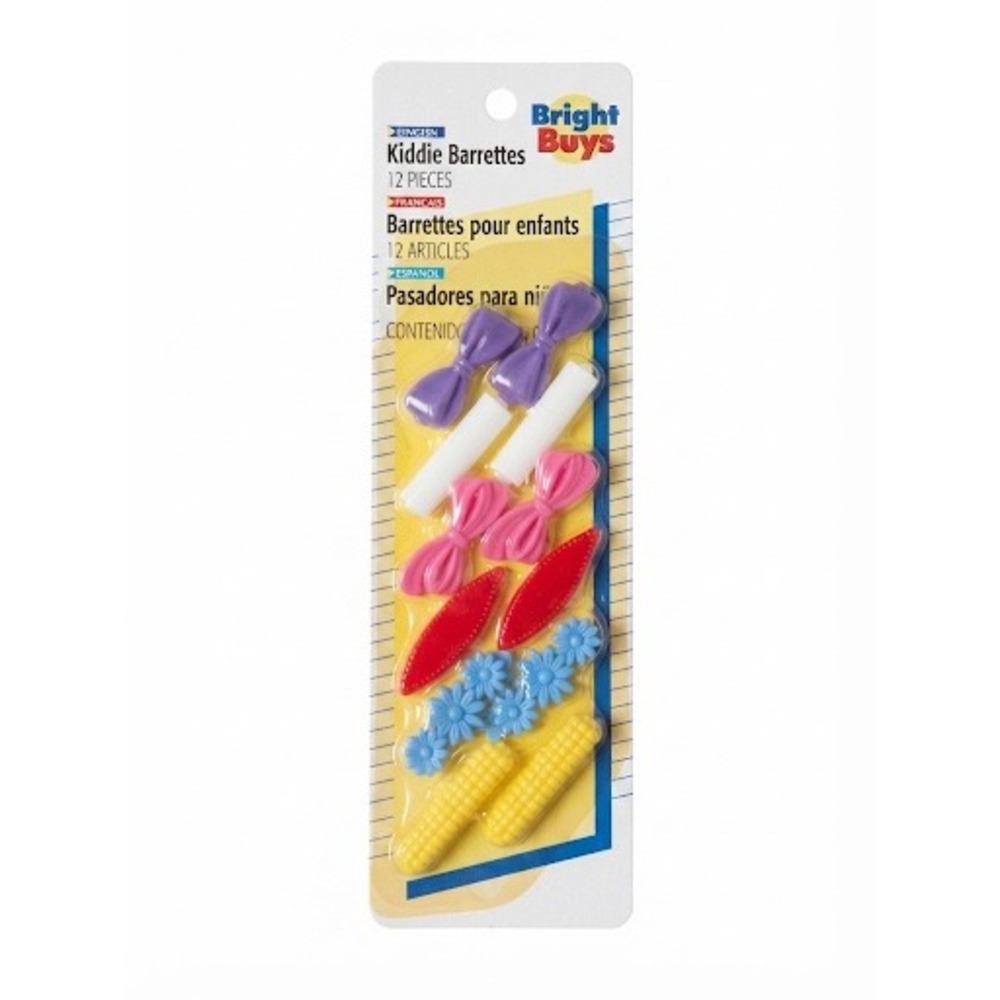 Bradshaw Bright Buys‎ Kiddie Barrettes 12 Piece Set Multicolor Plastic 70473 NEW